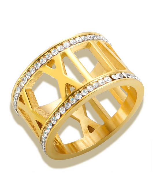 ROMAN NUMERAL RING- GOLD