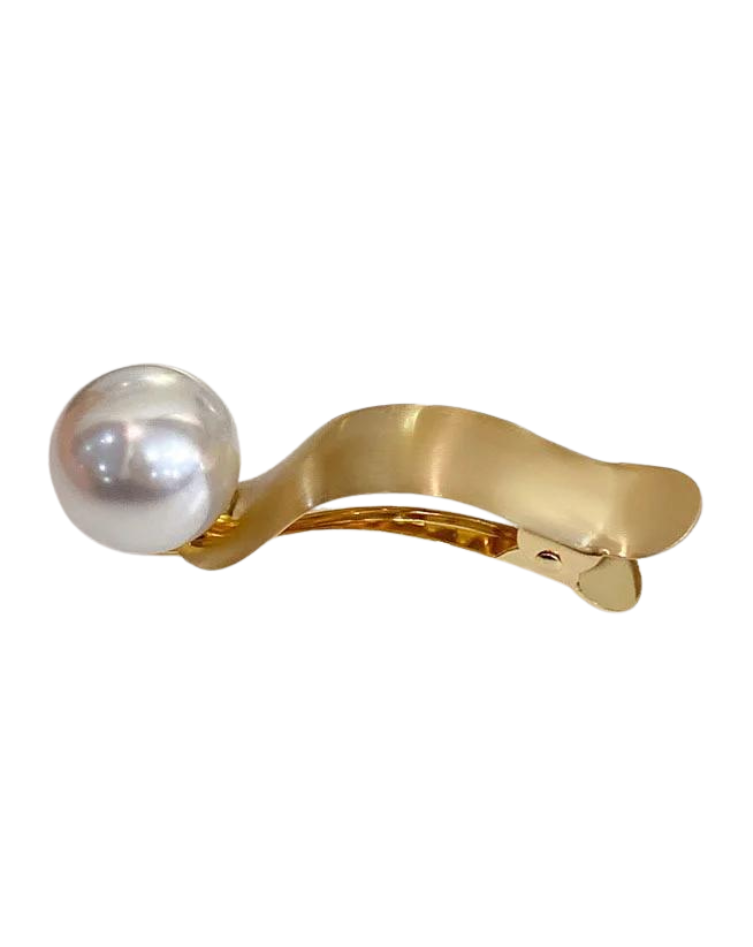 PEARL DUCKBILL HAIRCLIP-GOLD