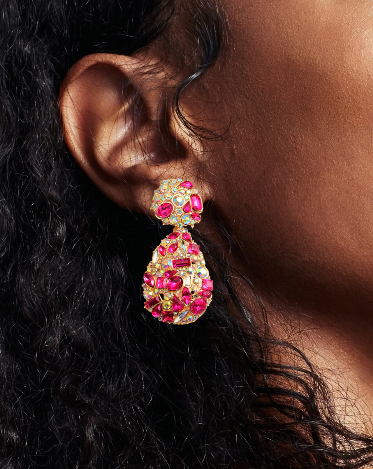 TEARDROP EARRINGS-BARBIE PINK